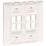 Eaton Tripp Lite Series 8-Port Keystone Double-Gang Faceplate, White, TAA