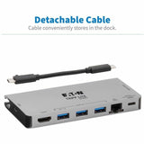 Eaton Tripp Lite Series USB-C Dock - 4K HDMI, USB 3.x (5Gbps), USB-A/C Hub Ports, GbE, Memory Card, 100W PD Charging, Detachable Cord