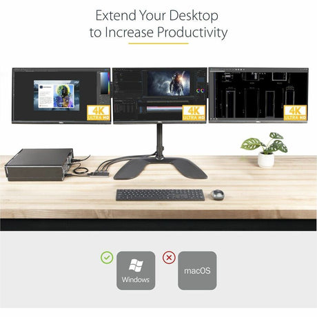 StarTech.com 3-Port DisplayPort 1.4 Splitter, DisplayPort to 3x DP Multi-Monitor Adapter, Triple 4K Computer MST Hub, Windows Only