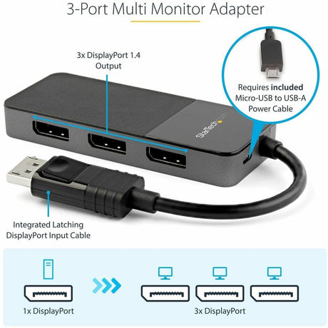 StarTech.com 3-Port DisplayPort 1.4 Splitter, DisplayPort to 3x DP Multi-Monitor Adapter, Triple 4K Computer MST Hub, Windows Only