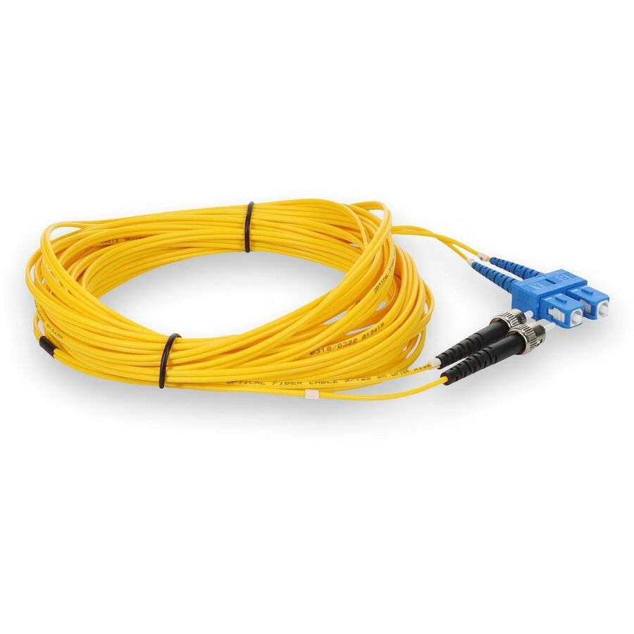 AddOn 0.5m SC (Male) to ST (Male) Yellow OS2 Duplex Fiber OFNR (Riser-Rated) Patch Cable