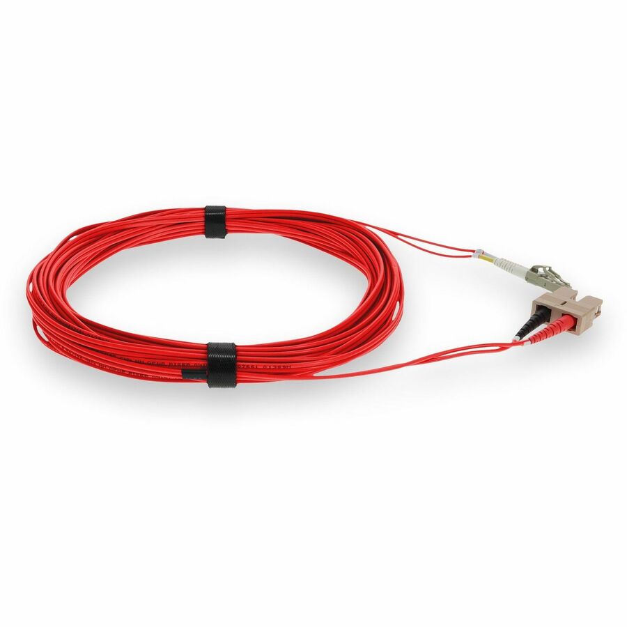 AddOn 4m LC (Male) to SC (Male) Red OM4 Duplex Fiber OFNR (Riser-Rated) Patch Cable