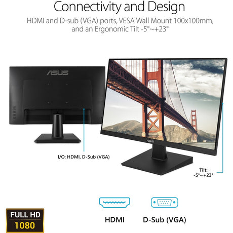Asus VA27EHE 27" Class Full HD Gaming LCD Monitor - 16:9 - Black
