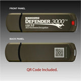 Kanguru Defender3000 FIPS 140-2 Certified Level 3, SuperSpeed USB 3.0 Secure Flash Drive, 256G