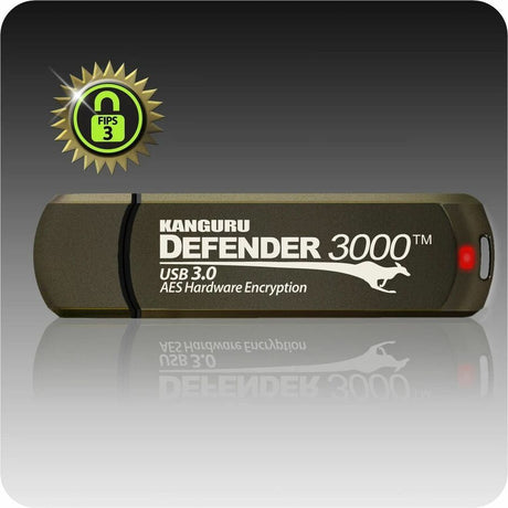 Kanguru Defender3000 FIPS 140-2 Certified Level 3, SuperSpeed USB 3.0 Secure Flash Drive, 256G