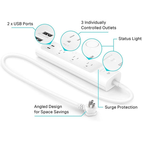 TP-Link Kasa Smart KP303 - Kasa Smart Plug Power Strip with 3 outlets