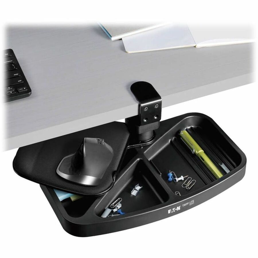 Eaton Tripp Lite Series Under-Desk Clamp-On Storage Tray with Built-In Mouse Pad and Wrist Rest