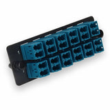 AddOn 4-Bay Panel Plate with 24-fiber 12x LC Duplex OS2 Fiber adapter panel