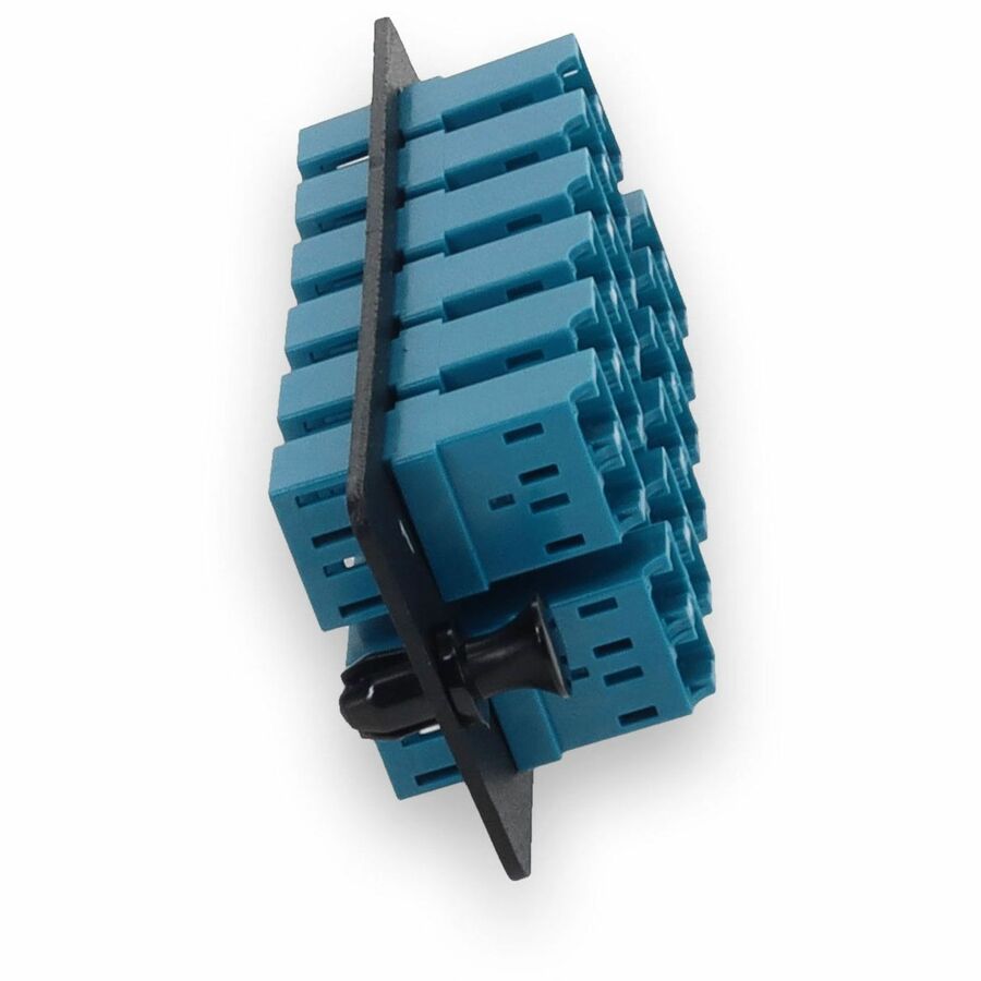 AddOn 4-Bay Panel Plate with 24-fiber 12x LC Duplex OS2 Fiber adapter panel