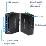 TRENDnet 16-Port Hardened Industrial Unmanaged Gigabit DIN-Rail Switch; TI-G162; 14 x Gigabit Ports; 2 x Gigabit SFP Slots;32Gbps Switching Capacity; IP30 Ethernet Network Switch; Lifetime Protection