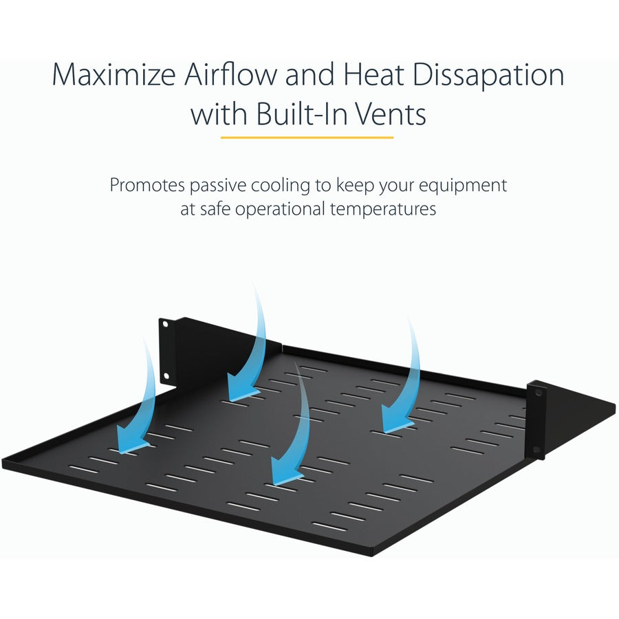 StarTech.com 2 Post Server Rack Shelf - Vented - Center Mount - Up to 75 lb. - 2 post Network Rack Shelf (CABSHF2POSTV2)
