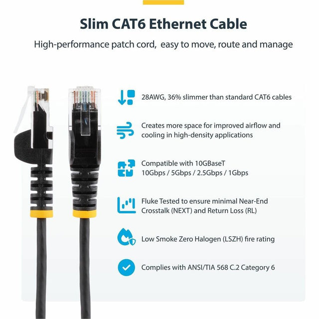 StarTech.com 0.5 m CAT6 Cable - Slim CAT6 Patch Cord - Blue - Snagless RJ45 Connectors - Gigabit Ethernet Cable - 28 AWG (N6PAT50CMBLS)