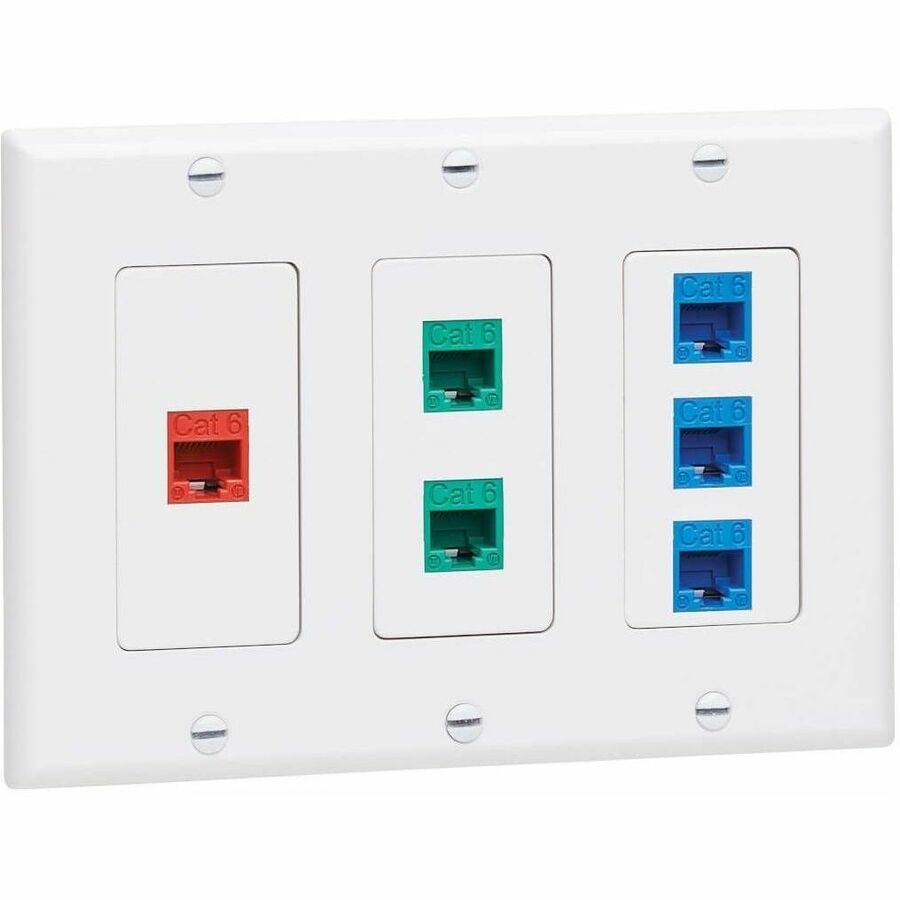 Eaton Tripp Lite Series Triple-Gang Faceplate, Decora Style - Vertical, White, TAA