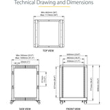 StarTech.com 4-Post 15U Mobile Open Frame Server Rack, 19" Network Rack with Casters, Rolling Rack for Computer/AV/Data/IT Equipment