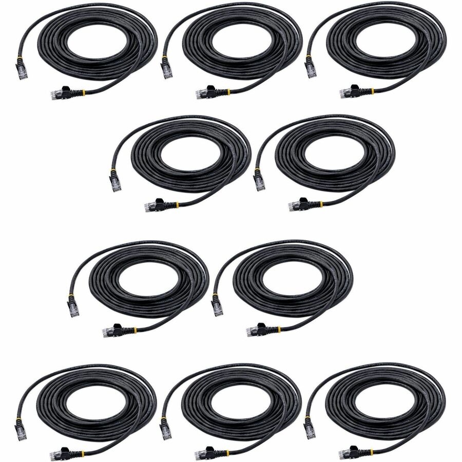StarTech.com 15 ft. CAT6 Ethernet Cable - 10 Pack - ETL Verified - Black CAT6 Patch Cord - Snagless RJ45 Connectors - 24 AWG - UTP