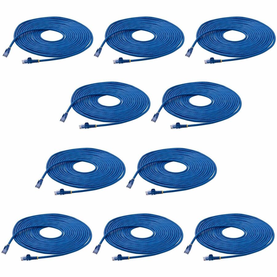 StarTech.com 25 ft. CAT6 Ethernet Cable - 10 Pack - ETL Verified - Blue CAT6 Patch Cord - Snagless RJ45 Connectors - 24 AWG - UTP