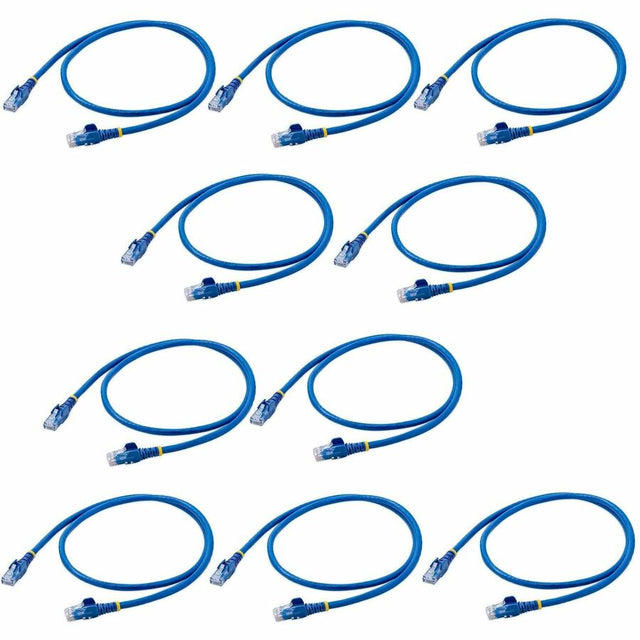 StarTech.com 3 ft. CAT6 Ethernet Cable - 10 Pack - ETL Verified - Blue CAT6 Patch Cord - Snagless RJ45 Connectors - 24 AWG - UTP