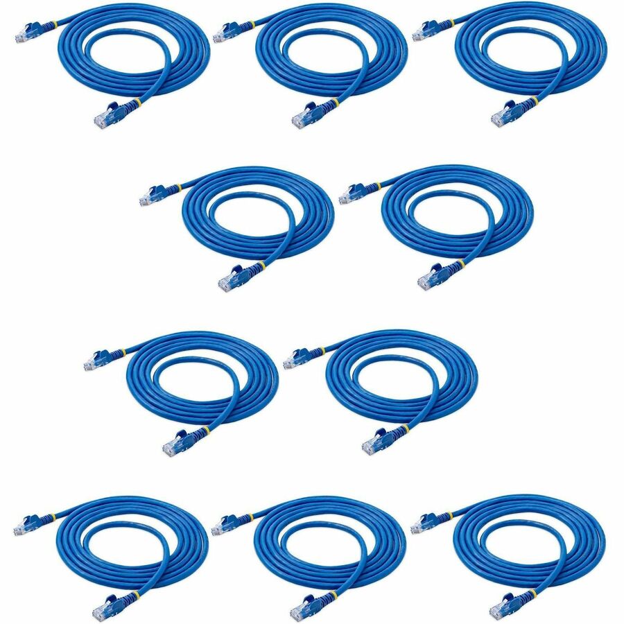 StarTech.com 7 ft. CAT6 Ethernet Cable - 10 Pack - ETL Verified - Blue CAT6 Patch Cord - Snagless RJ45 Connectors - 24 AWG - UTP