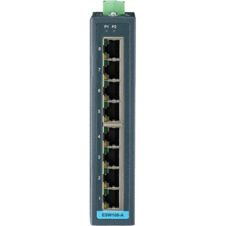 B+B SmartWorx 8FE Slim-type Unmanaged Industrial Ethernet Switch with Low Vac Power Input