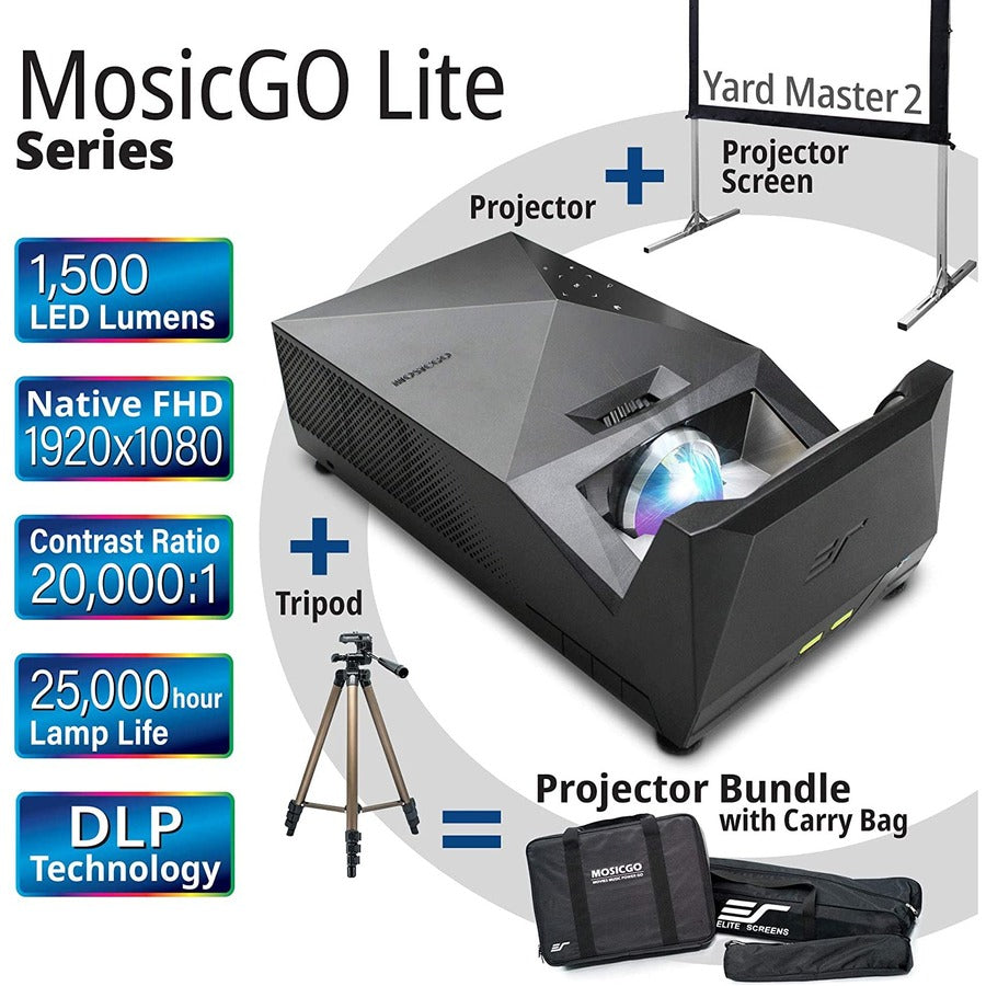 EliteProjector MosicGO MGFU-L Ultra Short Throw DLP Projector - 16:9 - Portable, Ceiling Mountable - Black