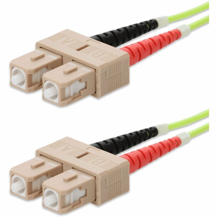AddOn 50m SC to SC Lime Green OM5 Duplex OFNR (Riser-Rated) Fiber Patch Cable