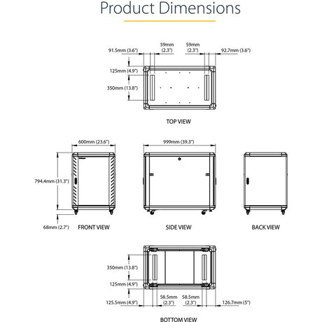 StarTech.com 4-Post 15U Server Rack Cabinet, 19" Data Rack Cabinet for Computer / IT Equipment, Home Network Rack, Half Height Server Rack