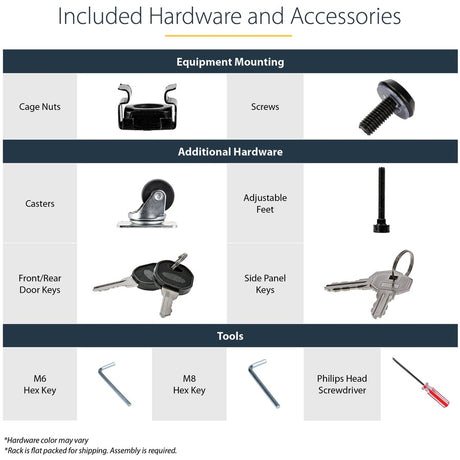 StarTech.com 4-Post 18U Server Rack Cabinet, 19" Data Rack Cabinet for Computer / IT Equipment, Home Network Rack, Half Height Server Rack