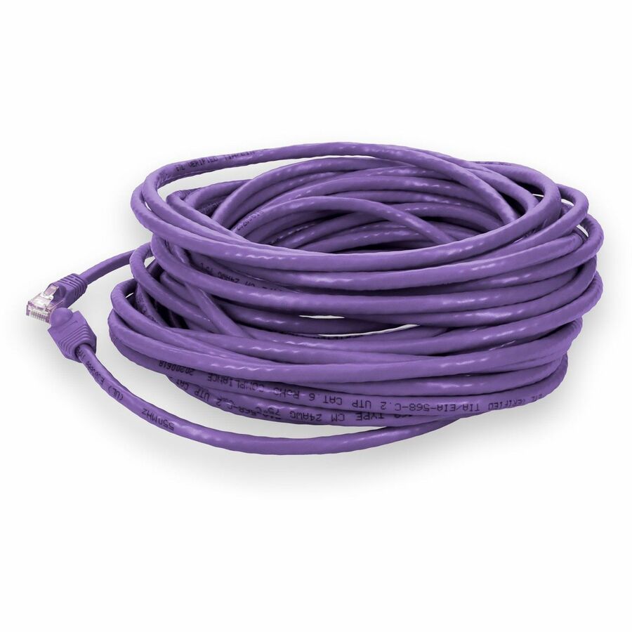AddOn 50ft RJ-45 (Male) to RJ-45 (Male) Purple Microboot, Snagless Cat6 Crossover UTP PVC Copper Patch Cable