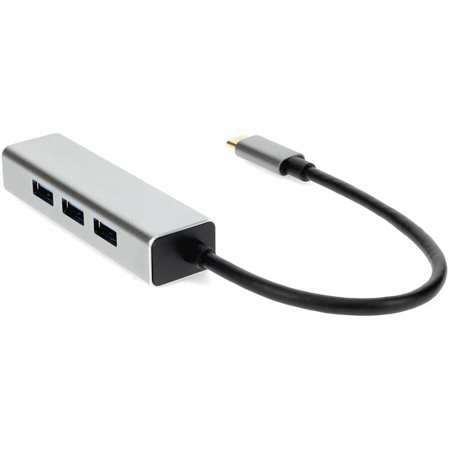 AddOn 8in USB-C Male to 4xUSB 3.0 (A) Female Hub with Aluminum Housing
