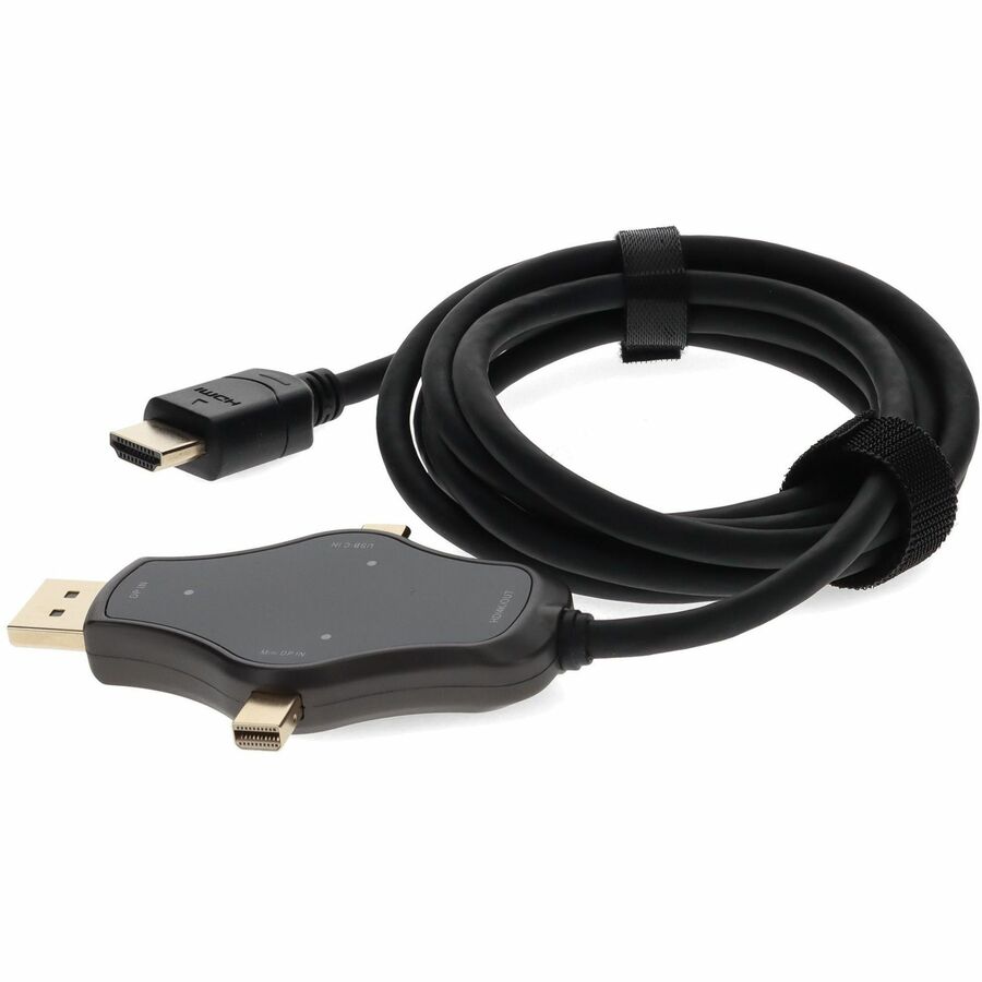 6ft (2m) Adapter Cable HDMI (4K) Male to 1X DisplayPort 1X MiniDisplayPort 1X USB-C 3.1 Male Black