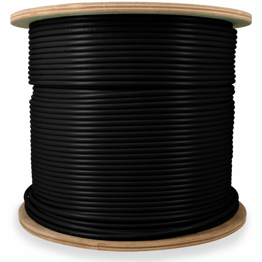 AddOn 1000ft Non-Terminated Black Cat6A STP Plenum-Rated Copper Patch Cable