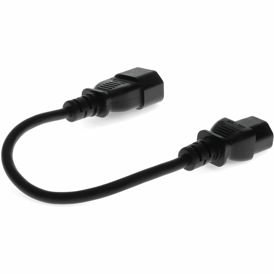 Addon 4ft C13 Female to C14 Male 18AWG 100-250V at 10A Black Power Cable
