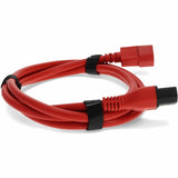 AddOn 2ft C13 (Locking) Female to C14 (Locking) Male 14AWG 15A Red 100-250V Power Cable
