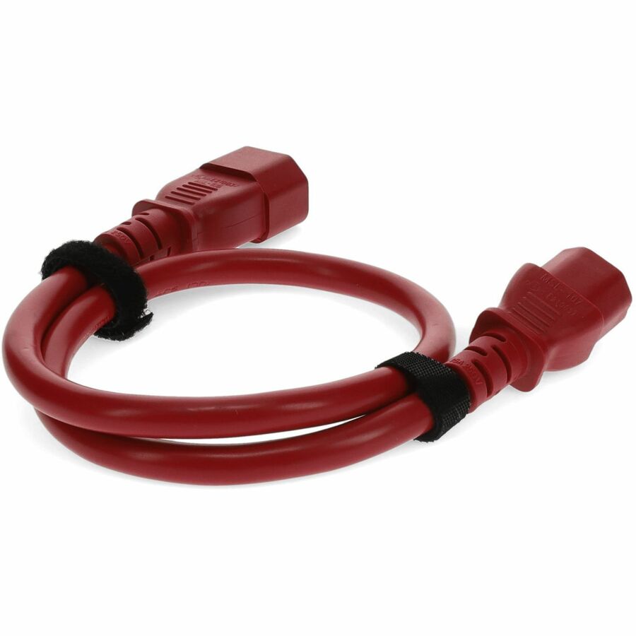 Addon 7ft C13 Female to C14 Male 18AWG 100-250V at 10A Red Power Cable