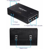 TRENDnet 65W 4-Port Gigabit PoE+ Injector, TPE-147GI, 4 x Gigabit Ports(Data in), 4 x gigabit PoE Ports(Data + PoE Out), Multi-Port PoE+ Injector up to 100m(328 ft.), Add PoE+ Power to Non-PoE Switch