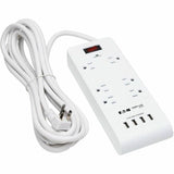 Eaton Tripp Lite Series 6-Outlet Surge Protector with 4 USB Ports (4.2A Shared) - 15 ft. (4.57 m) Cord, 5-15P Plug, 900 Joules, White