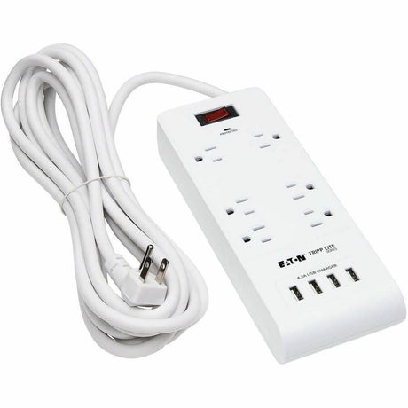 Eaton Tripp Lite Series 6-Outlet Surge Protector with 4 USB Ports (4.2A Shared) - 15 ft. (4.57 m) Cord, 5-15P Plug, 900 Joules, White