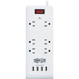 Eaton Tripp Lite Series 6-Outlet Surge Protector with 4 USB Ports (4.2A Shared) - 15 ft. (4.57 m) Cord, 5-15P Plug, 900 Joules, White