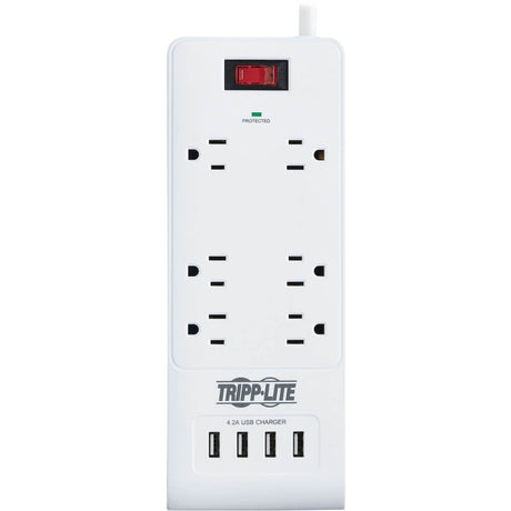 Eaton Tripp Lite Series 6-Outlet Surge Protector with 4 USB Ports (4.2A Shared) - 15 ft. (4.57 m) Cord, 5-15P Plug, 900 Joules, White