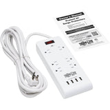 Eaton Tripp Lite Series 6-Outlet Surge Protector with 4 USB Ports (4.2A Shared) - 15 ft. (4.57 m) Cord, 5-15P Plug, 900 Joules, White