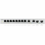 Zyxel 12-Port Multi-Gigabit Ethernet Unmanaged Switch | 2 x 2.5GB | 2 x 10G SFP+ Fiber | 8 x GbE Ports | Plug & Play | Desktop or Wall-Mount | Ethernet Splitter | Lifetime Warranty | XGS1010-12