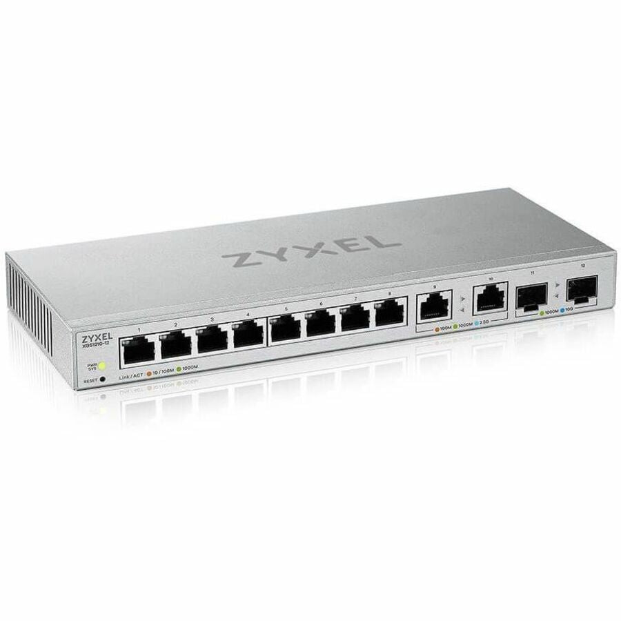 Zyxel 12-Port Multi-Gigabit Ethernet Web Managed Switch | 2 x 2.5GB | 2 x 10G SFP+ Fiber | 8 x GbE Ports | Plug & Play | Desktop or Wall-Mount | Ethernet Splitter | Lifetime Warranty | XGS1010-12