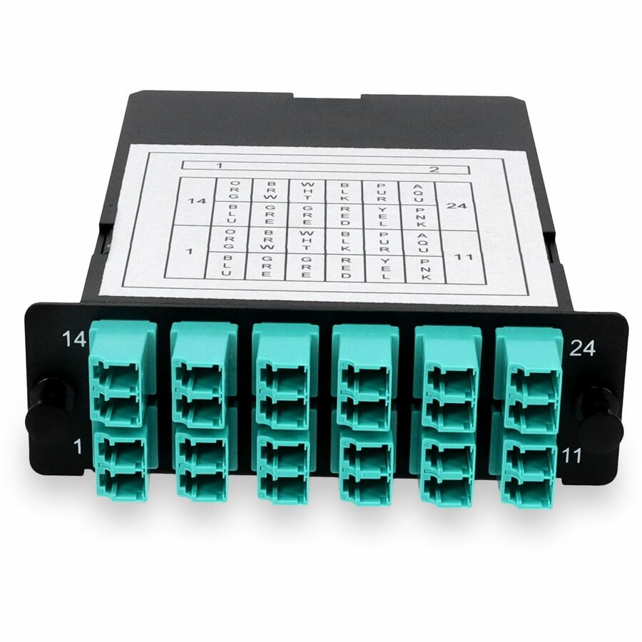 AddOn Cassette for 4-Bay Patch Panel, 2 MPO In, 12 LC Duplex Out, Multi-mode Duplex OM4, Type B