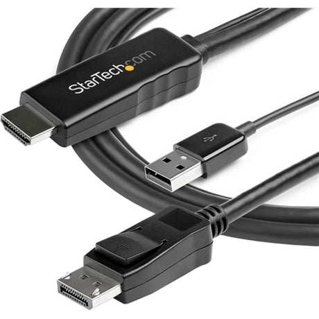 StarTech.com 2m (6ft) HDMI to DisplayPort Cable 4K 30Hz - Active HDMI 1.4 to DP 1.2 Adapter Cable with Audio - USB Powered Video Converter