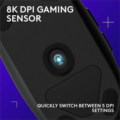 Logitech G203 Wired Gaming Mouse, 8,000 DPI, Rainbow Optical Effect LIGHTSYNC RGB, 6 Programmable Buttons, Black