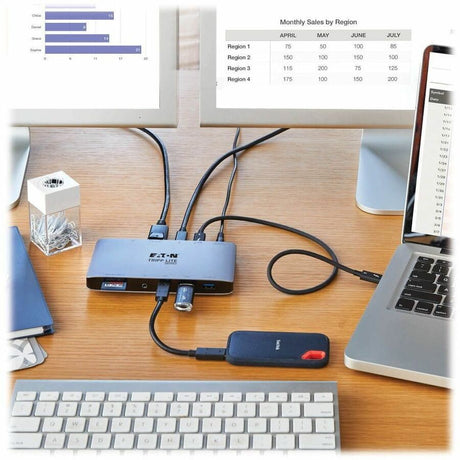 Eaton Tripp Lite Series Thunderbolt 3 Dock w USB-C Compatibility, Dual Display - 8K DisplayPort, USB 3.2 Gen 2 10G, USB-A/C Hub, Memory Card, GbE, 60W Charging