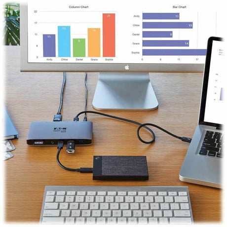 Eaton Tripp Lite Series Thunderbolt 3 Dock w USB-C Compatibility, Dual Display - 8K DisplayPort, USB 3.2 Gen 2 10G, USB-A/C Hub, Memory Card, GbE, 60W Charging