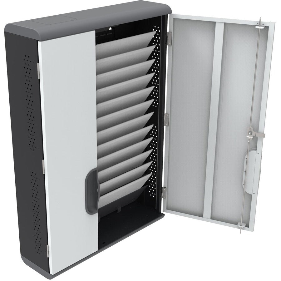 Rocstor Volt CW12 Slim Wall Mount Charing Station - Up to 12 Device - Intelligent Power A/C Charging Cabinet for iPad&reg;, MacBook&reg; Air, MacBook&reg; Pro, Samsung&reg; Galaxy&reg;, Chromebook&reg;, Tablets and Notebook up to 13.3" Display - Overall S