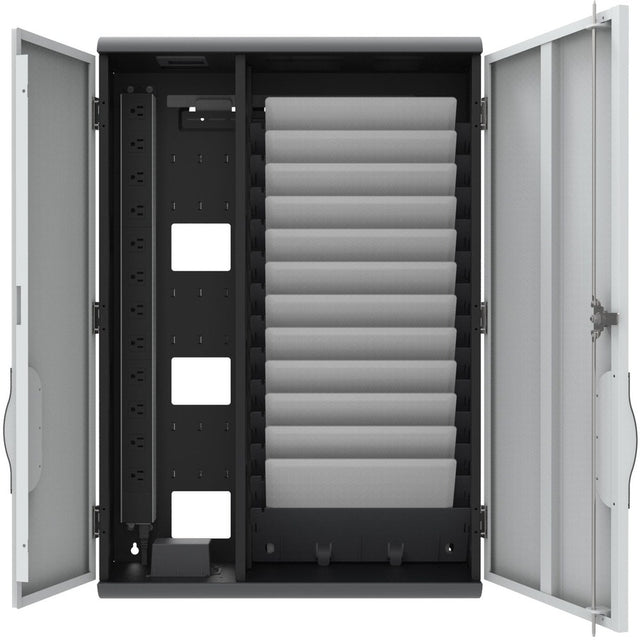 Rocstor Volt CW12 Slim Wall Mount Charing Station - Up to 12 Device - Intelligent Power A/C Charging Cabinet for iPad&reg;, MacBook&reg; Air, MacBook&reg; Pro, Samsung&reg; Galaxy&reg;, Chromebook&reg;, Tablets and Notebook up to 13.3" Display - Overall S