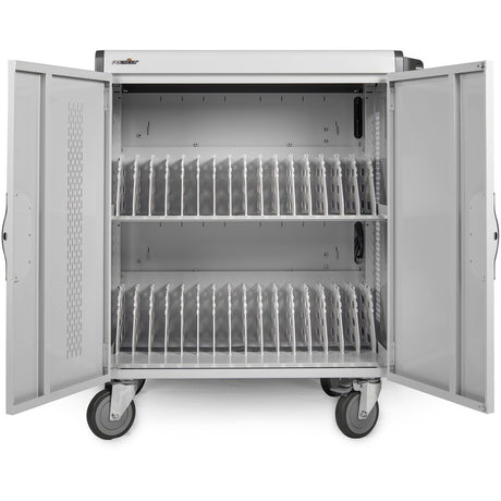 Rocstor Volt V32 Charging Cart with Intelligent Power Charging - Up to 32 Device - Intelligent Power Charging Cart for Notebooks, Chromebook&reg;, MacBook&reg;, and Macbook&reg; Pro - 3 Shelves - 4 Heavy Duty 5" Medical Grade Casters - Steel Construction-